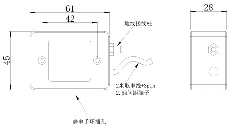 静电监控系统组件尺寸